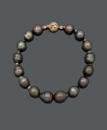 A simple layer of rich elegance. Bracelet features a strand of black Tahitian cultured freshwater pearls (7-11 mm) set in 14k gold. Approximate length: 7-1/2 inches. A simple layer of rich elegance. Bracelet features a strand of black Tahitian cultured freshwater pearls (7-11 mm) set in 14k gold. Approximate length: 7-1/2 inches.