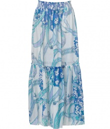 With a pastel floral print and breezy blend of cotton and silk, Emilio Puccis maxi skirt radiates warm weather chic - Smocked waistband, tiered seaming - Full silhouette, floor-length - Wear with a silk tank and bright sandals With a pastel floral print and breezy blend of cotton and silk, Emilio Puccis maxi skirt radiates warm weather chic - Smocked waistband, tiered seaming - Full silhouette, floor-length - Wear with a silk tank and bright sandals