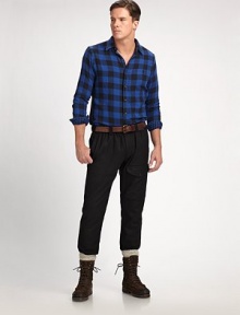 A classic-fitting style in warm wool flannel designed for casual comfort and colder climates.Front zipperElasticized drawstring waistCargo pocket on legStraight legsElasticized cuffsBack buttoned welt pocketInseam, about 3270% wool/25% polyamide/5% cashmereDry cleanImported A classic-fitting style in warm wool flannel designed for casual comfort and colder climates.Front zipperElasticized drawstring waistCargo pocket on legStraight legsElasticized cuffsBack buttoned welt pocketInseam, about 3270% wool/25% polyamide/5% cashmereDry cleanImported