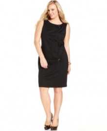 Go for an elegant look in this plus size sheath dress from Style&co. - goldtone hardware adds a bit of edge, too! Go for an elegant look in this plus size sheath dress from Style&co. - goldtone hardware adds a bit of edge, too!