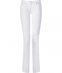Perfect for pairing with brightly printed tops, Roberto Cavallis cutout detailed jeans are as sultry as they are stylish - Classic five-pocket style, zip fly, button closure, belt loops - Slim, straight leg - Wear with a printed top and sleek black heels