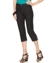 Accentuate your figure with these slimming petite capris from Not Your Daughter's Jeans. The dark wash is ultra flattering and versatile, too! Accentuate your figure with these slimming petite capris from Not Your Daughter's Jeans. The dark wash is ultra flattering and versatile, too!