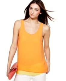 A breezy double-layer tank top lends a luxe look to spring, by Kut from the Kloth. A breezy double-layer tank top lends a luxe look to spring, by Kut from the Kloth.