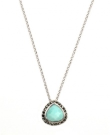 Simply stunning. Judith Jack's teardrop-shaped pendant highlights a Peruvian amazonite stone surrounded by glittering marcasite. Set in sterling silver. Approximate length: 16 inches. Approximate drop: 5/8 inch. Simply stunning. Judith Jack's teardrop-shaped pendant highlights a Peruvian amazonite stone surrounded by glittering marcasite. Set in sterling silver. Approximate length: 16 inches. Approximate drop: 5/8 inch.