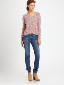 Slim, straight-leg denim in a chic, slightly cropped silhouette.THE FITFitted through hips and thighsRise, about 7Inseam, about 30THE DETAILSZip flyFive-pocket styleSignature stitch back patch pockets95% cotton/5% polyurethaneMachine washMade in USA of imported fabricModel shown is 10 (177cm) wearing US size 4. Slim, straight-leg denim in a chic, slightly cropped silhouette.THE FITFitted through hips and thighsRise, about 7Inseam, about 30THE DETAILSZip flyFive-pocket styleSignature stitch back patch pockets95% cotton/5% polyurethaneMachine washMade in USA of imported fabricModel shown is 10 (177cm) wearing US size 4.
