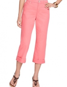 Style&co.'s coral-colored capri jeans are just the thing to start off your spring look with a bang! Pair with tees, tunics and more! Style&co.'s coral-colored capri jeans are just the thing to start off your spring look with a bang! Pair with tees, tunics and more!