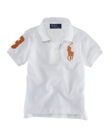 Crafted from lightweight cotton mesh, this classic polo features signature Big Pony embroidery and a numerical appliqué at the sleeve for an authentic, sporty style.