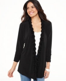 Romantic rosettes update a classic cardigan from Style&co. Layer it with everything from a tank to a turtleneck! Romantic rosettes update a classic cardigan from Style&co. Layer it with everything from a tank to a turtleneck!
