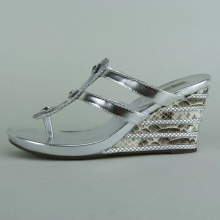 City Snapper Shirley Strap Thong Wedge w/ Stones