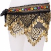 Multi Beads & Diamond Belly Dance Hip Scarf Black. Christmas Shopping, 4% off plus free Christmas Stocking and Christmas Hat!